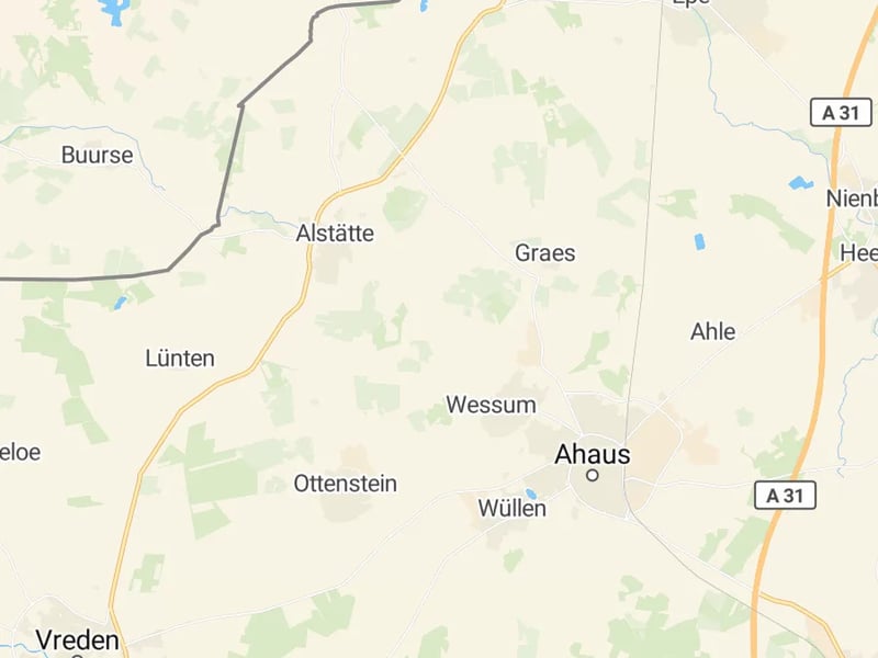 Karte des Einzugsgebiets, Autoverwertung Ahaus