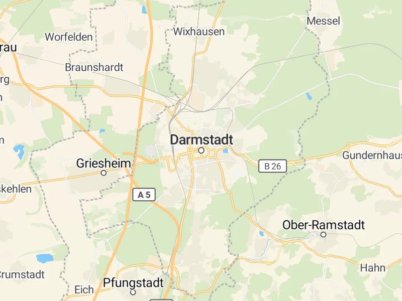 Karte des Einzugsgebiets, Autoverwertung Darmstadt