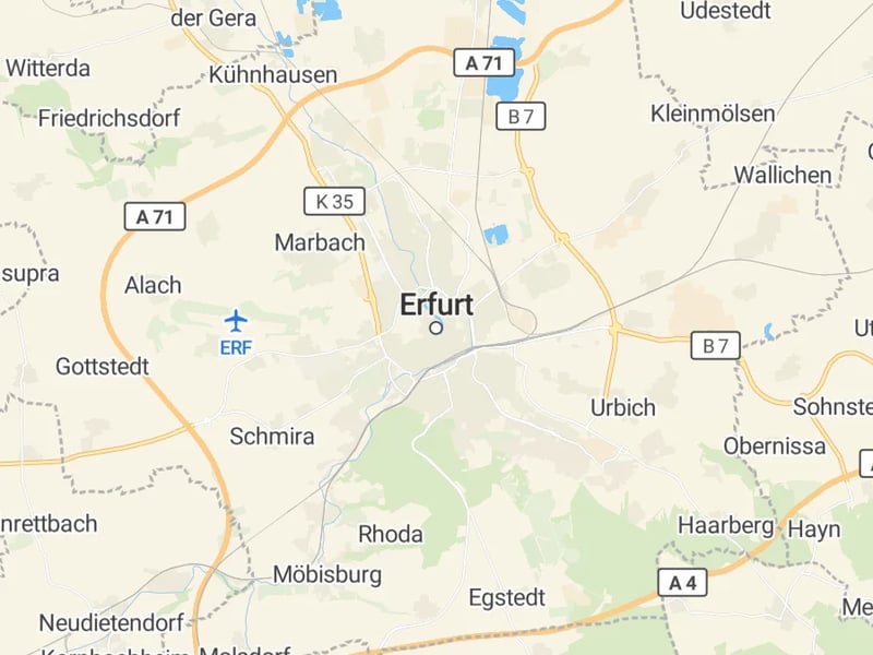 Karte des Einzugsgebiets, Autoverwertung Erfurt