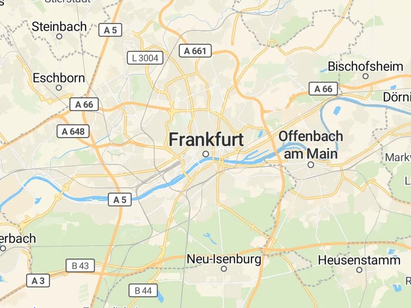 Karte des Einzugsgebiets, Autoverwertung Frankfurt am Main