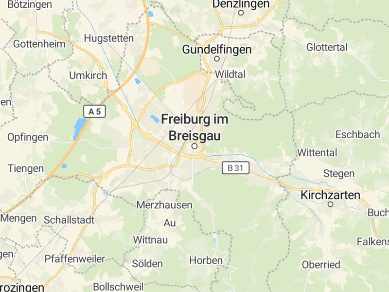 Karte des Einzugsgebiets, Autoverwertung Freiburg im Breisgau