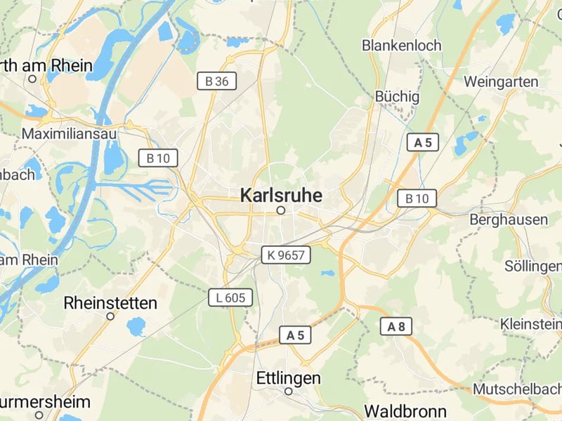 Karte des Einzugsgebiets, Autoverwertung Karlsruhe