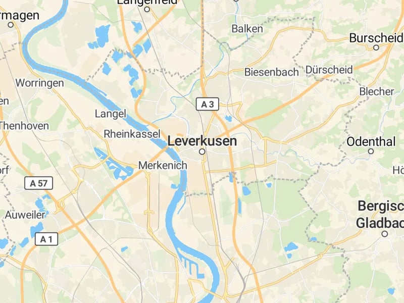 Karte des Einzugsgebiets, Autoverwertung Leverkusen
