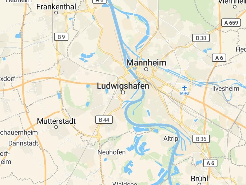 Karte des Einzugsgebiets, Autoverwertung Ludwigshafen am Rhein