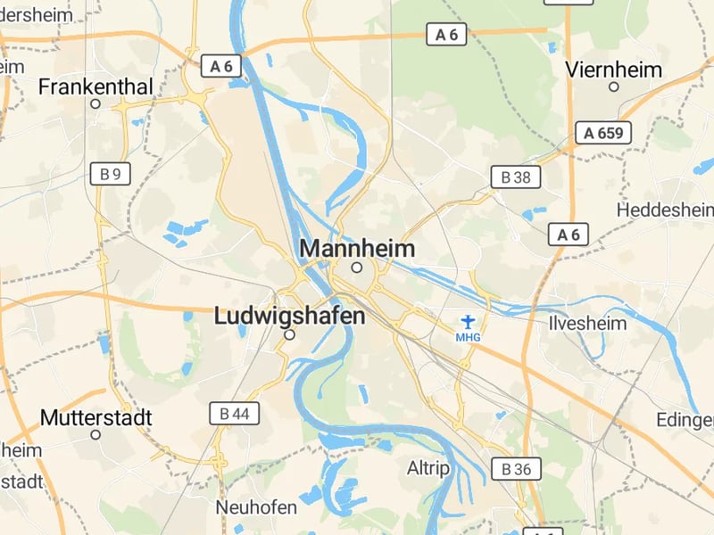 Karte des Einzugsgebiets, Autoverwertung Mannheim
