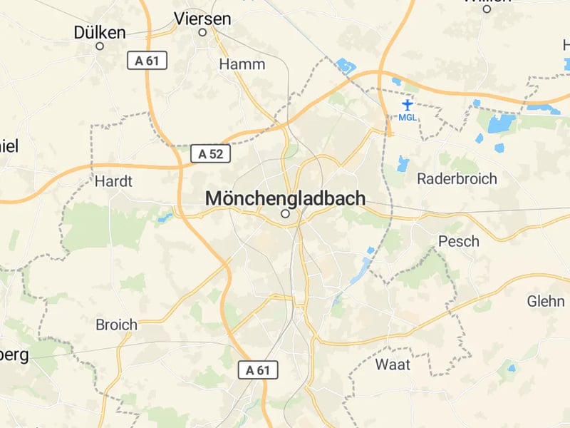 Karte des Einzugsgebiets, Autoverwertung Mönchengladbach