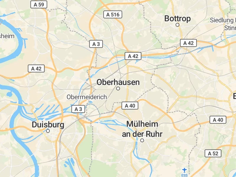 Karte des Einzugsgebiets, Autoverwertung Oberhausen