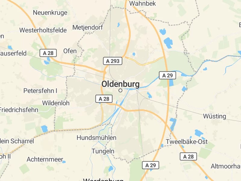 Karte des Einzugsgebiets, Autoverwertung Oldenburg