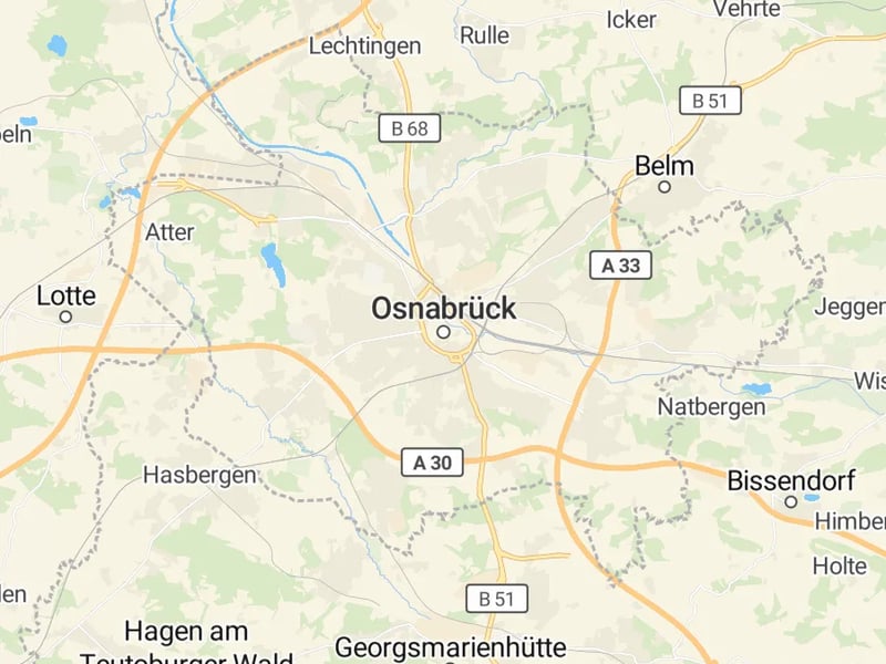 Karte des Einzugsgebiets, Autoverwertung Osnabrück