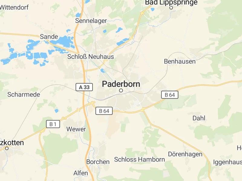 Karte des Einzugsgebiets, Autoverwertung Paderborn