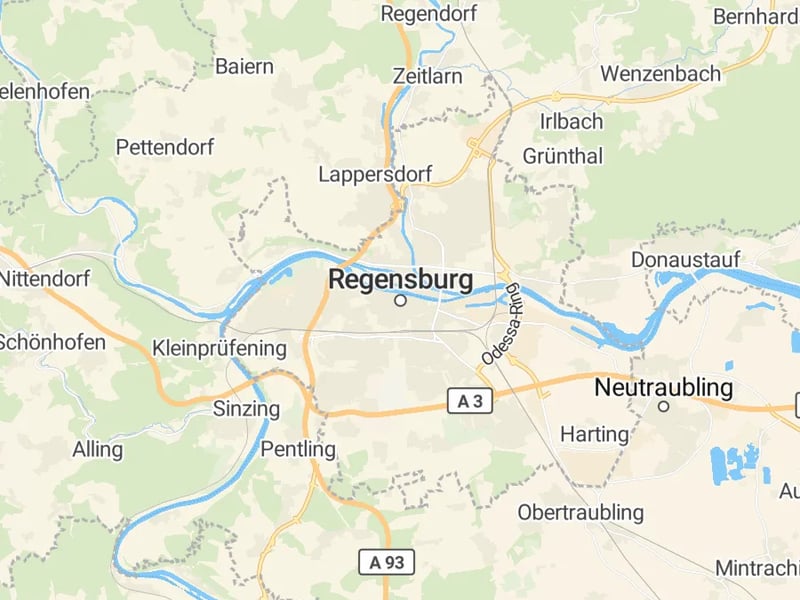 Karte des Einzugsgebiets, Autoverwertung Regensburg