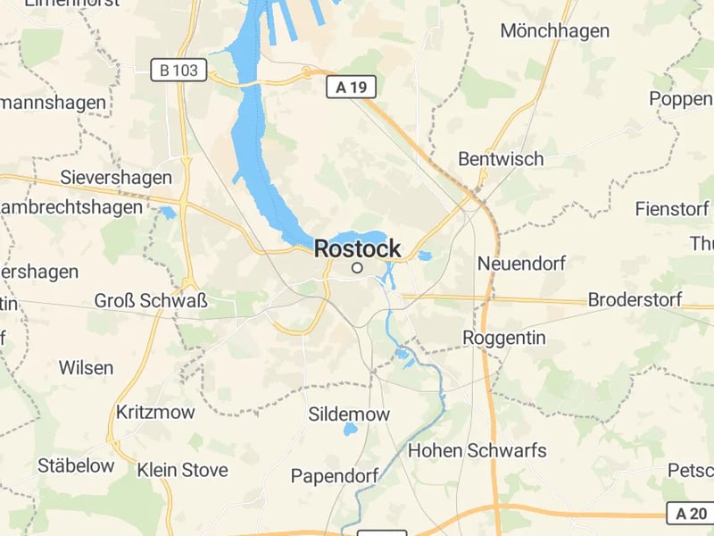 Karte des Einzugsgebiets, Autoverwertung Rostock