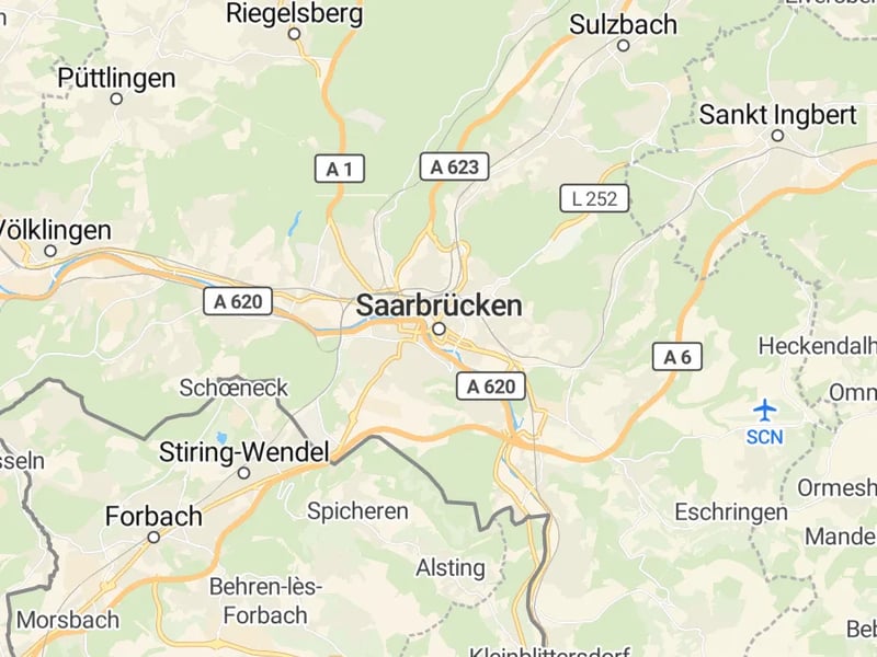 Karte des Einzugsgebiets, Autoverwertung Saarbrücken