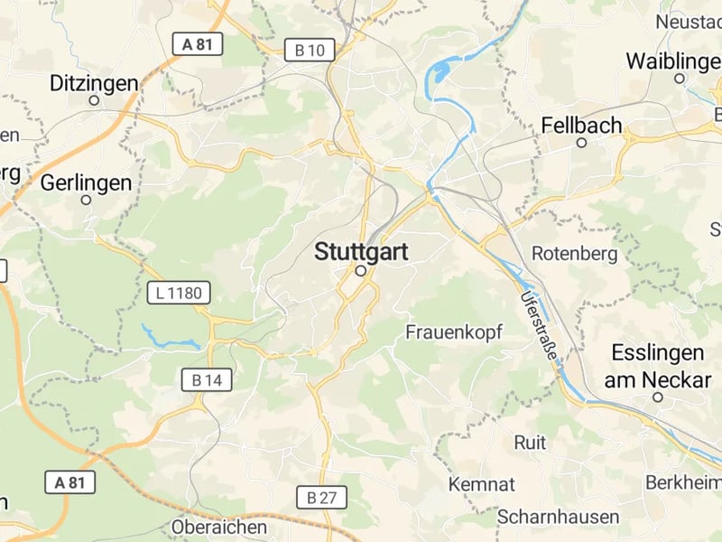 Karte des Einzugsgebiets, Autoverwertung Stuttgart